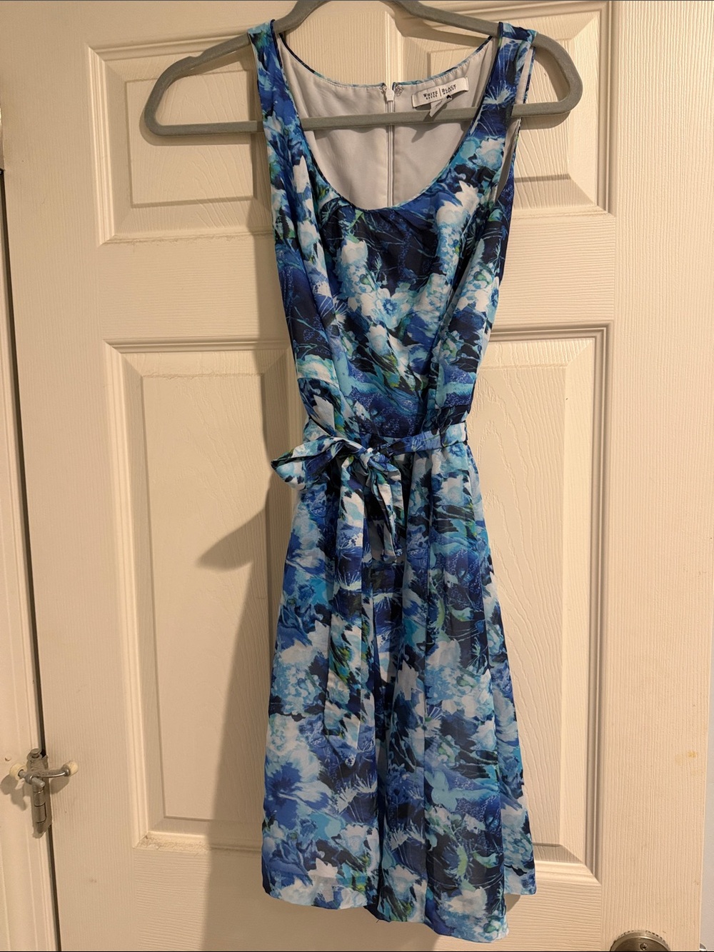 White House Black Market Blue & Aqua Floral Tie-Waist Dress